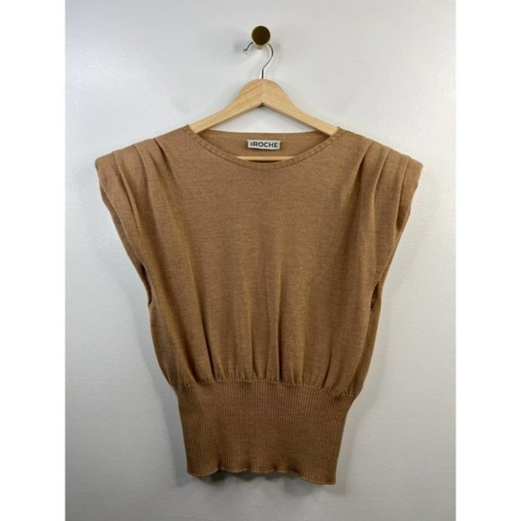 St. Roche Sierra Padded Shoulder Women's Sweater Camel Size: Medium NWOT - Picture 2 of 10